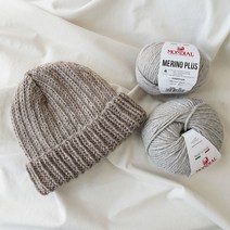 슬로우모먼츠 메리노울 클래식 비니 - 대바늘 비니 뜨개질 패키지 뜨개 모자, 차콜