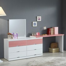 쑤리르 3단 와이드 멀티 콘솔, 색상:핑크화이트