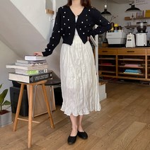 바잉몰 여성 꾸며본 밴딩 주름 롱 스커트