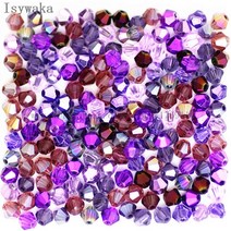 isywaka 판매 블루 여러 가지 빛깔의 100pcs 4mm bicone 오스트리아 크리스탈 비즈 매력 유리 구슬 diy 보석 만들기에 대한 느슨한 스페이서 구슬 25, 보라색 여러 가지 빛깔의