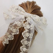 데일리 자동핀 머리핀 올림머리 아이보리 왕 여자 금사 레이스 삔