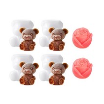 IAWI 곰돌이 얼음틀 4P + 장미 얼음 2P 세트 홈카페 왕얼음 실리콘 몰드 아이스 트레이, 곰돌이 4P + 장미 2P