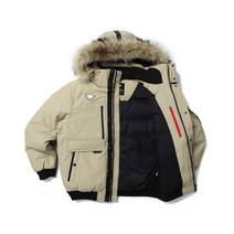 다이나핏 백화점 정품 남녀공용 캐주얼 오버핏 덕다운 타슬란 베이지 색 후드 패딩