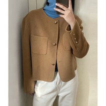 울90 노카라 금장단추 숏 크롭 핸드메이드코트 3color