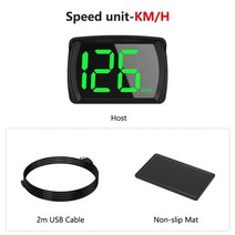 gps측량기 gpsZQKJ-Y03 GPS HUD 큰 글꼴 모든 자동차 스마트 디지털 속도계 KMH MPH 알림 측정기 전자 액, 01 KMH