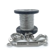 스텐와이어로프 100M 롤 SUS304 스텐와이어 7X7 /7X19 최다사이즈 0.6mm ~ 8mm 까지 와이어로프, 7x19 스텐와이어  4.76mm  - 100M롤 1개