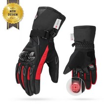 KEMiMOTO-오토바이 장갑 겨울 블랙 Guantes 모토 인비어노 따뜻한 터치 스크린 방수 방풍 보호, M_CHINA, RED