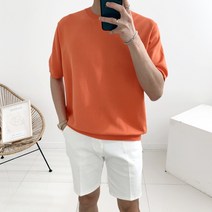 [블랙여름니트] 남자 여름 린넨 비비드 라운드 반팔 니트 티셔츠(9color)