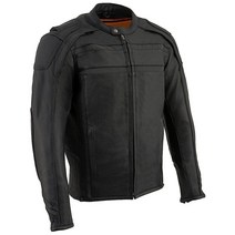 Milwaukee Leather ML2083 남성용 블랙 통기성 반사 가죽 재킷 - 라지, Small