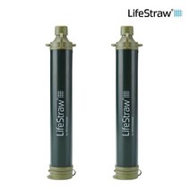 1+1 라이프스트로우 아웃도어 휴대용 생존 스트로우 LIFESTRAW, 2개, 카키