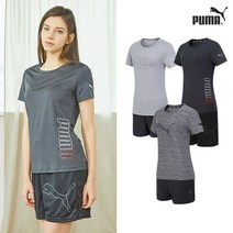 푸마 흡한속건 베이직 반팔+반바지세트 여성 3컬러 택1