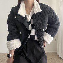 에이치스 고급스런 퀼팅패턴 가볍포근 카라 스트링 숏 패딩점퍼