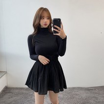 VANANA2 국내제작 봄 가을 겨울 쫀쫀 스판 목폴라 터틀넥 무지 긴팔티셔츠