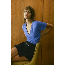 독일 자라 ZARA 브이넥 베이직 티셔츠 - 다크밍크