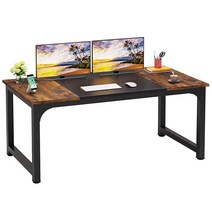 LITTLE TREE 160cm63인치 대형 이그제큐티브 컴퓨터 워크스테이션 사무실 책상 X 브라운+블랙