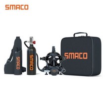 스쿠버미니산소통 산소통 미니산소통 Smaco 미니 스쿠버 탱크 리필 가능 예비 다이빙 산소 실린더 1L 용량 스노클링 병 핸드 펌프 및 마크 포함, S400 BLACK C2