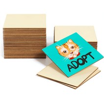 110개 천연 미완성 나무 조각 직사각형 라이트 나무 조각 구멍 모양 10 m 헴프 로프 DIY 공예 프로젝트 와, 03 4x4 inch