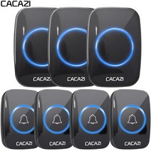 CACAZI60 차임 110DB 300M 무선 초인종 방수 원격 유럽호주영국미국 플러그 스마트 도어 벨 배터리 1 버튼 2 3 수신기, 4 button 3 receiver, UK