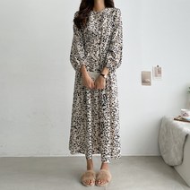 피핀 여성용 레오파드 핀턱 원피스 #38103