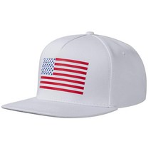 남성 및 여성용 야구 모자 스냅백 모자 미국 국기 패치와 조절 가능한 헤드 스트랩 밴드 플랫 빌 블랙/화이트. 118772, White