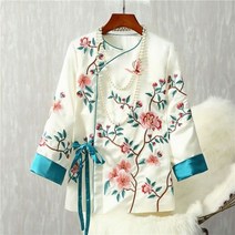 봄과 가을 당나라 정장 민소매 자켓 플러스 사이즈 중국 방사형 자수 조끼 탑 의류