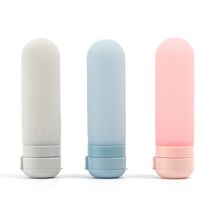 실리콘 도깨비 튜브 여행용 화장품 공병 3종 + 파우치 세트, 핑크, 퍼플, 그린, 1세트