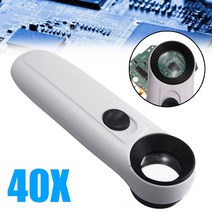 루배 lupe acrylic lens glass jeweler loupe loop handheld 40x magnifying magnifier with 2 led light, 1개