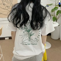 티데일리 남녀공용 서핑 오버핏 20수 라운드 반팔 티셔츠