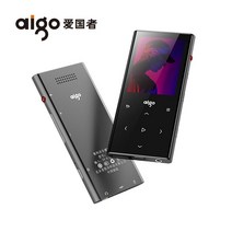 aigo m1 mp3 플레이어 금속 터치 스크린 bt4.1 만보계 내장 스피커 손실 hifi 음악 fm 녹음 2.4 in 128gb 전자 책, 검은 색, 32GB