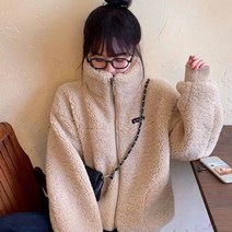 가바바 여성 겨울 양털자켓 귀엽고 시크한 스타일 깜찍한 목 전체를 감싸는 빅 터틀넥 포인트 데일리 숏 양털집업 G40338