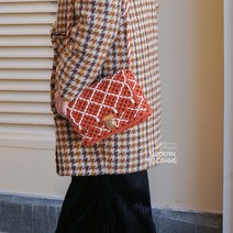 발매트뜨기 크로스백 마크라메 마크라메배우기 마크라메가방 요정모자뜨기 뜨개방 마크라메DIY 재료 2컬러 위빙클래스 손뜨개가방 키트 DIY 뜨개실 모칠라실 모던마크라메, 레드오렌지