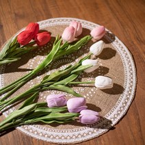 [올리브덴] 튤립조화 망고튤립꽃다발 테이블조화 한송이 4color, 연보라