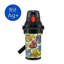 포켓몬스터 원터치 물통 보틀 물병 어깨끈 스트랩 소풍 피크닉 유아 아동 초등학생 480ml, 블랙