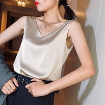 Makone 나시 빅사이즈 mm정장 이너 비단 새틴 끈 아우터 배