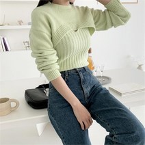 여자 레이어드 나시티 볼레로 니트 티셔츠