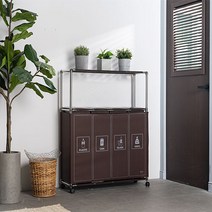 센스큐 이지핏 가정용 분리수거함 4구 매직타입 + 매직리필 250 14롤 (28개월분), 매직타입 브라운 4구 + 매직리필 14묶음