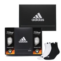 아디다스골프 아디다스 신형 스포츠 양말 1족 + 타이틀리스트 PRO V1 골프공 선물세트 IF99108, 골프공 6구
