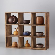 대나무 다기장 다완장 찻장 컵보드 다완장 장식장 진열장 앤틱수납장 벽걸이 조립식 원목 나무 엔틱, G