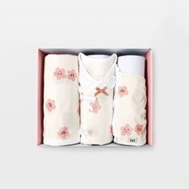 [메르베] 벚꽃 출산선물세트(배냇저고리+속싸개+모자)_여름용