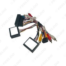 케이블하네스 자동차 16pin 오디오 배선 with 2 canbus boxs for hyundai santafe ix45 support 증폭기 스테레오 설치 와이어 어댑터, 하얀