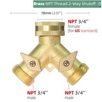 스프링클러 헤드 343939 스레드 원예 y 호스 분배기 황동 이중 콘센트 탭 커넥터 2 밸브 2 웨이 어댑터 잔디 관개 분배기, dx1pc