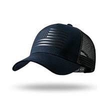 116821 American Flag Trucker Hat 스냅백 모자 남성 여성용 야구 통기성 메쉬 측면 조절 가능한 핏 캐주얼웨어용, 네이비/블랙, 네이비/블랙
