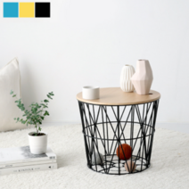 창가 미니소파 사이드테이블 원형협탁 안방 서브 쇼파 보조 침대옆 거실 수납형사이드 테이블, 500/대-옐로우