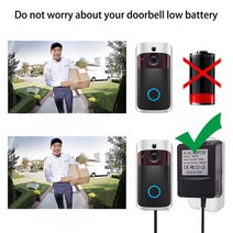 초인종 현관 비상벨 무선 차임벨 도어벨 설치 스마트 WiFi 무선 초인종 카메라 전원 변압기 충전기에 대 한, 01 AC 18V adapter_01 EU 플러그