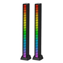 고릴라 뮤직반응 이퀄라이저 RGB 게이밍 네온 조명 데스크셋업, 블랙 2개