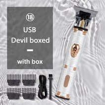 바리캉 헤어 클리퍼 수염 트리머 미용 바리깡 커팅 머신 t9 남성용 빈티지 이발사 전문 usb 충전식 전기 면도기 0.1mm 176, USB 하얀 악마