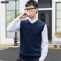 DFMEI.브이넥니트나시풀오버솔리드크리에이티브자가드슬림민소매조끼레깅스니트