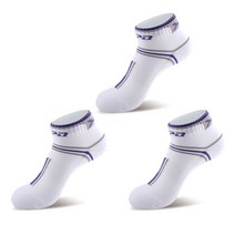 엑스피디 여성용 듀얼 레이어 2중 스포츠 발목 양말 3켤레, 퍼플