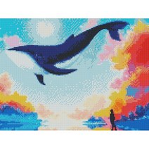 하모니아트 DIY 보석십자수 캔버스형 30X40, 27. 하늘을 나는 고래, 27. 하늘을 나는 고래