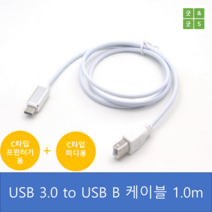 선진 심플리피아노 게러지밴드 C타입 to USB B 미디 MIDI 프린터호환 겸용 케이블 화이트 1.0m